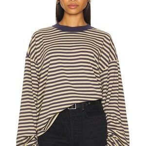 Bloom Top in Beige Stripe